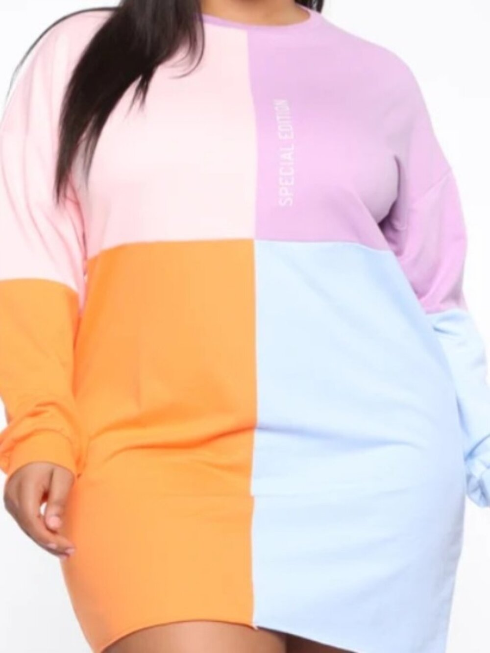 Fashion Nova Special Edition Colorblock Tunic Sweatshirt Pastel Oversized